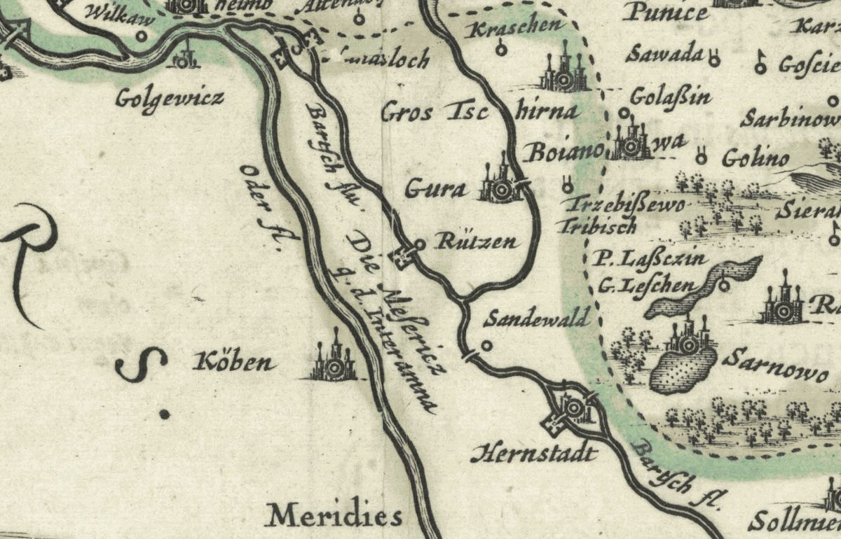 Południe mapy z Bojanowem